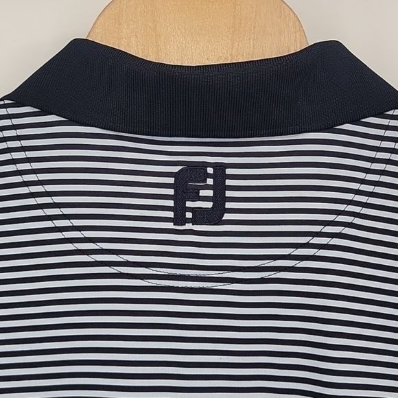 FootJoy Men's Large Blue Striped Polo Shirt - Picture 6 of 7